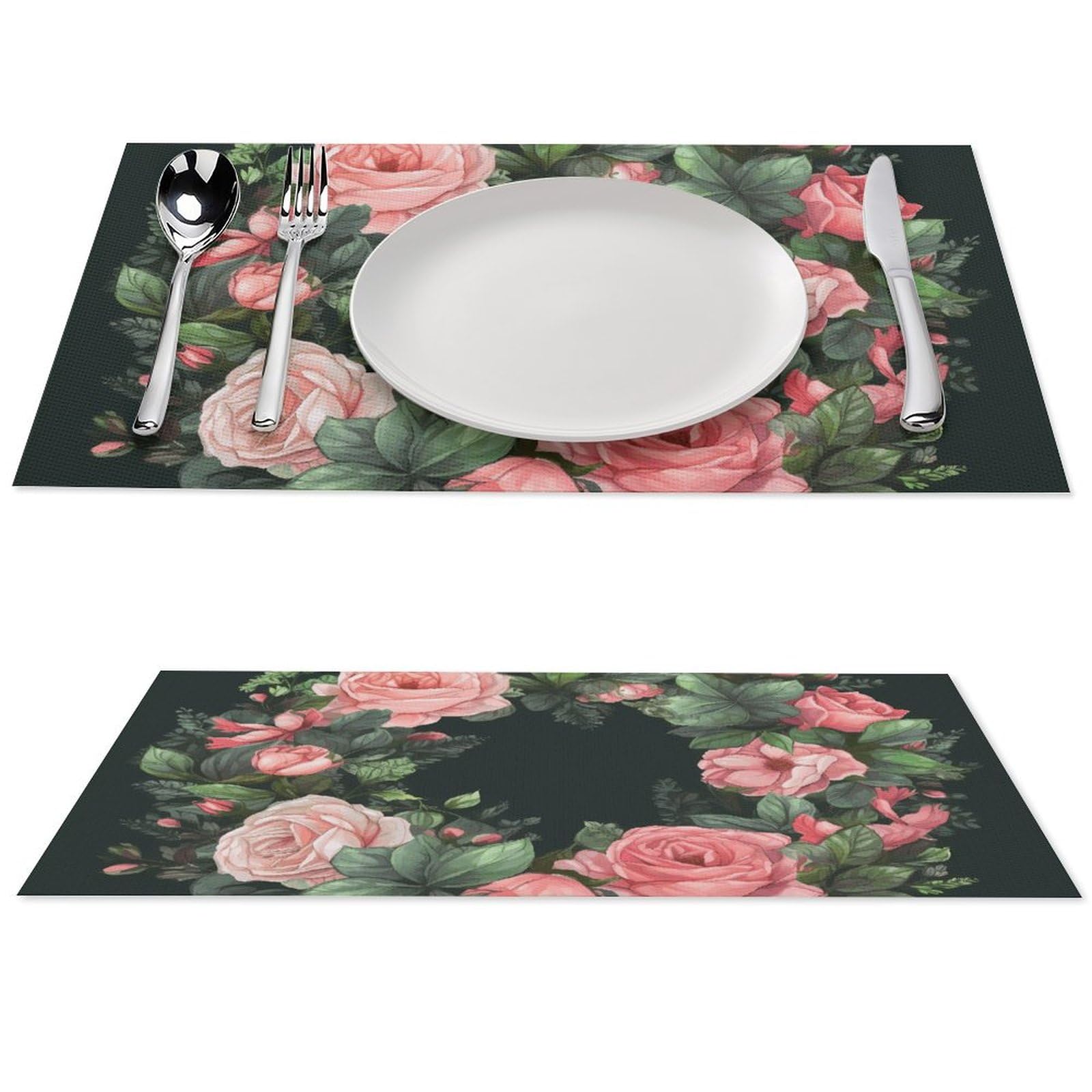 Sets de table faciles à nettoyer noirs en PVC pour salle à manger 4 pièces
