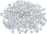PATIKIL 250pcs 6mm Bicone Glass Crystal Beads, Faceted Glass Spacer Beads for Jewelry Making Bracelet Necklace Earrings DIY Suncatcher Craft, Silver Tone
