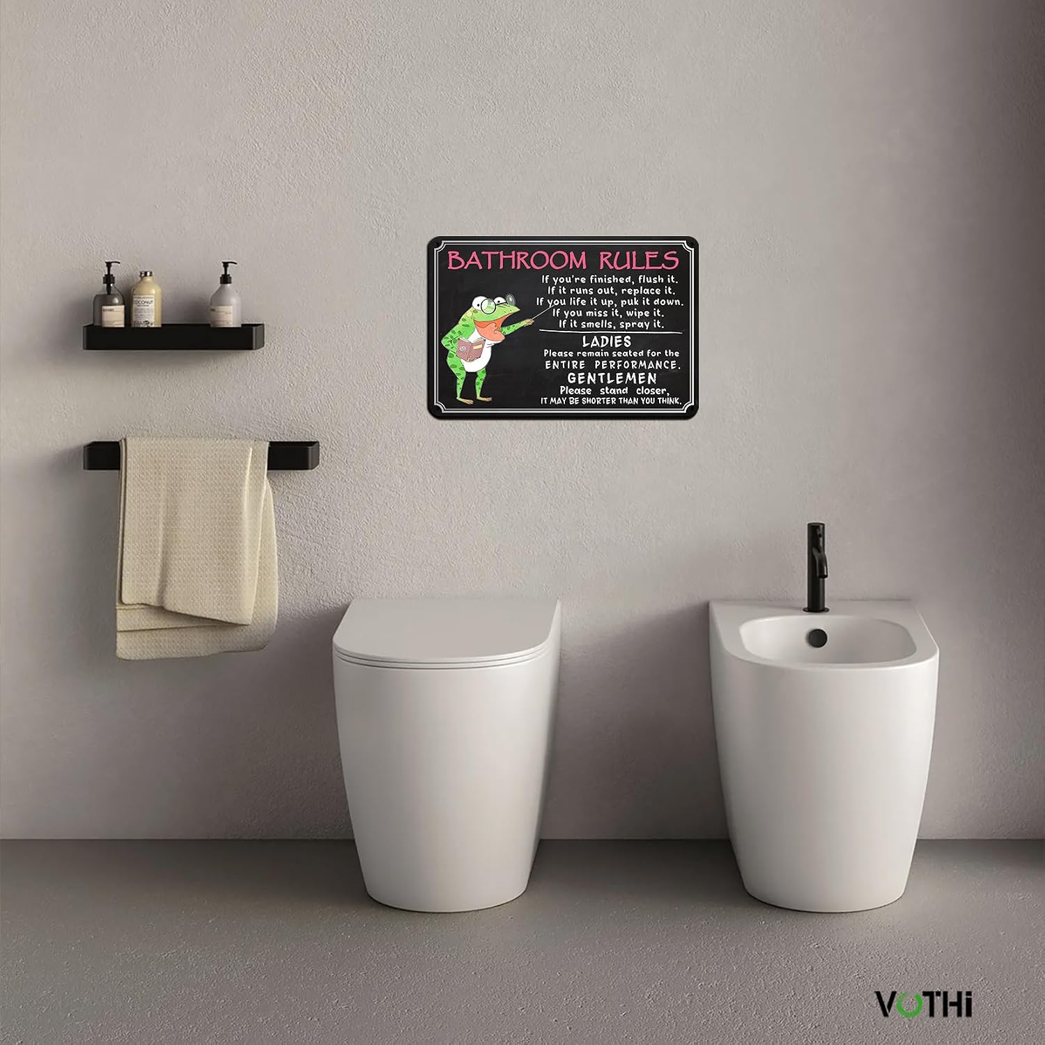 Funny Frog Metal Sign Bathroom Rules Decor Wall Art,8x12 Inch image 4