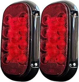 Kit Par de Lanterna Traseira Led Bicolor Canoinha 12V para Carretinha Moto Reboque Rubi Carrocinha GF Lanternas