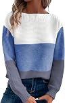 RANPHEE Femmes manches longues Col Col Couleur Bloc Automne Mode Pull tricoté Chandails Hauts de saut