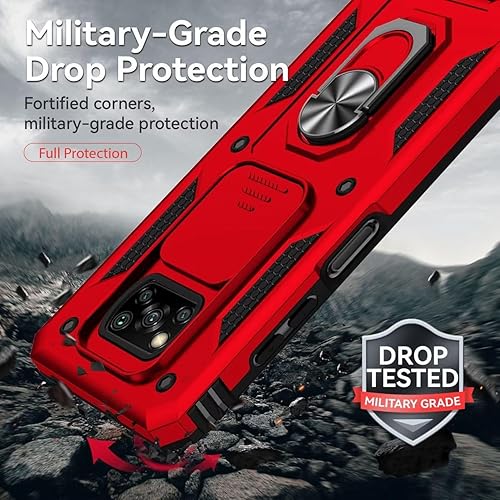 Miniatura 7 de Funda para Poco X3 NFCPoco X3 ProPoco X3, M2007J20CG Funda con protector de pantalla de vidrio templado y cubierta de cámara deslizante, soporte de