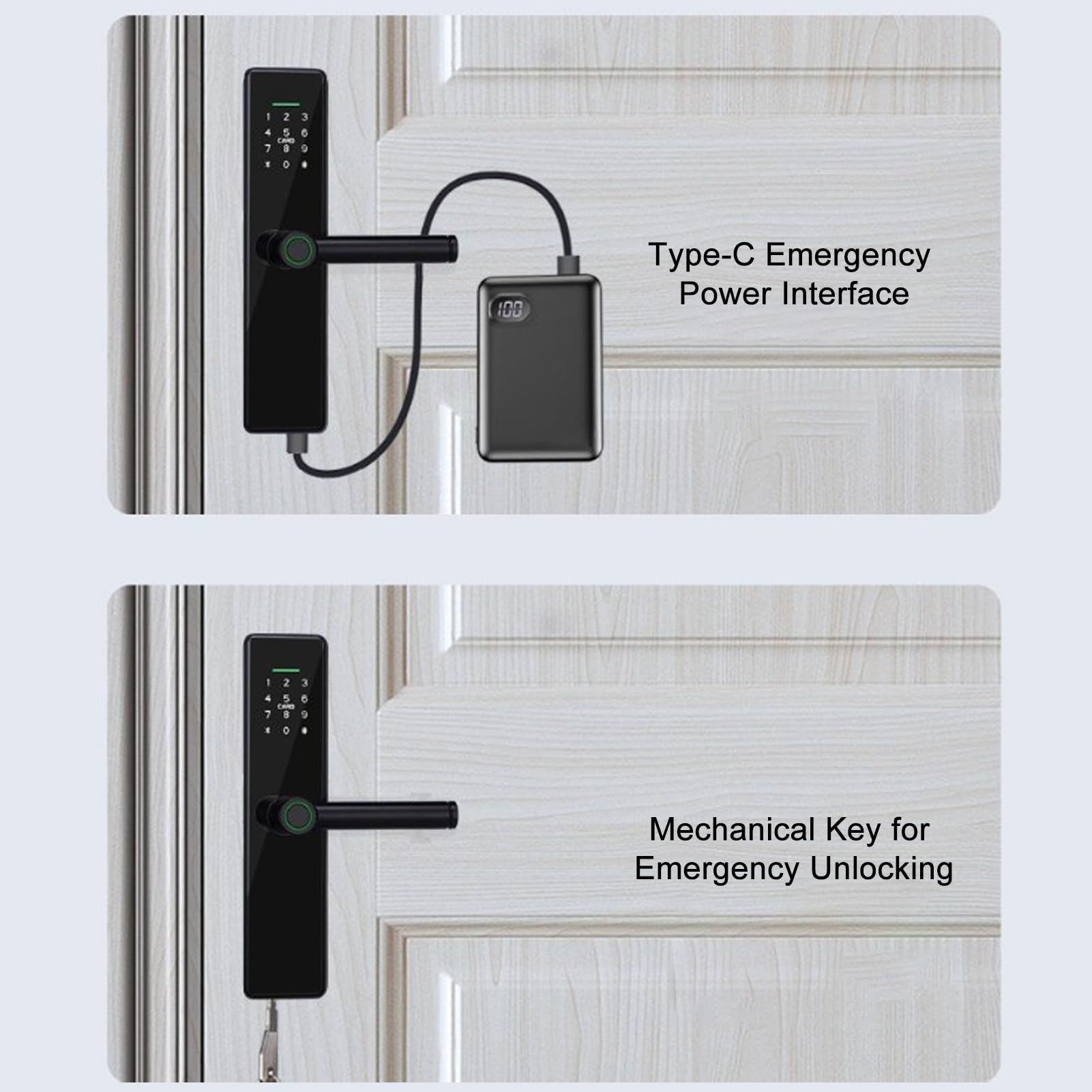 Serratura Intelligente per Porta con Impronta Digitale, Serratura Elettronica Digitale con Tasti a Maniglia Schede IC Password Blocco Ingresso Digitale per Hotel di Appartamenti