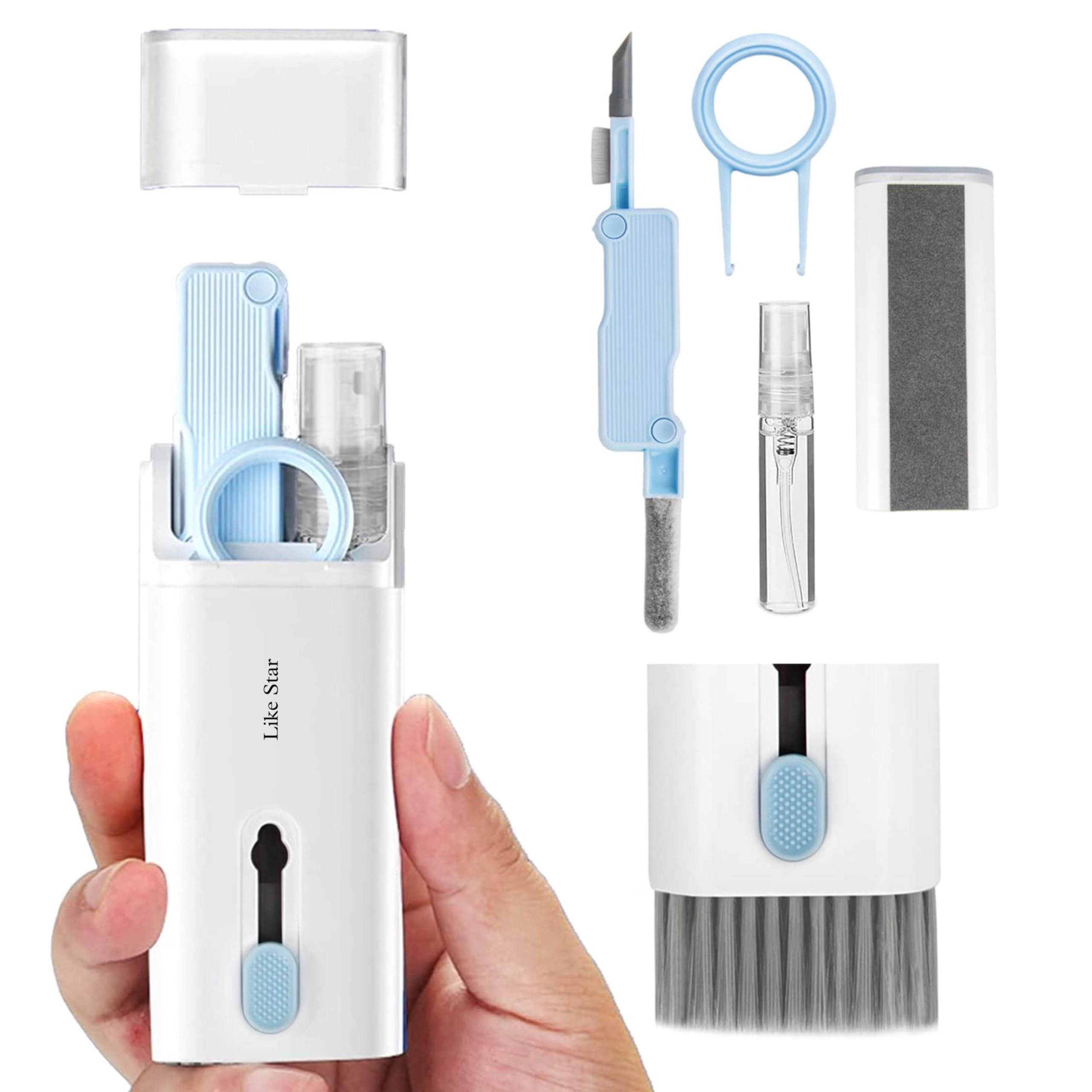 Like Star 7 in 1 Electronic Cleaning Kit for Airpod & Laptop | Screen Dust Brush Including Soft Swipe Airpod Cleaner Pen | Key Puller and Spray Bottle (White) (B0D4VFY527) Amazon Price History, Amazon Price Tracker