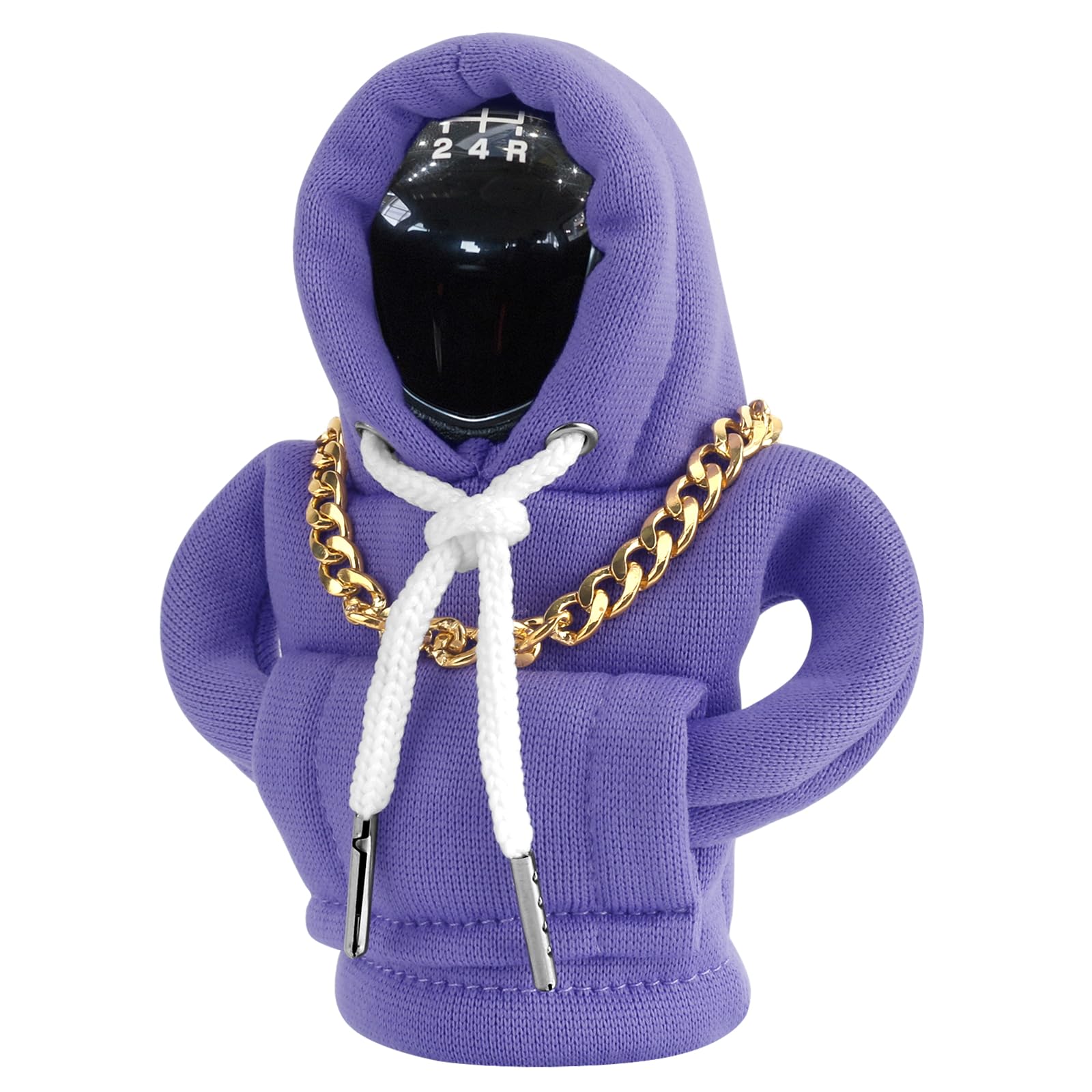 Vagcars Purple Shift Knob Hoodie For Car, Gear Stick Hoodie, Gear Stick Cover, Gear Shift Knob Cover With Necklace, Universal Car Decorations, Auto Interior Accessories For Most Vehicles (Purple)