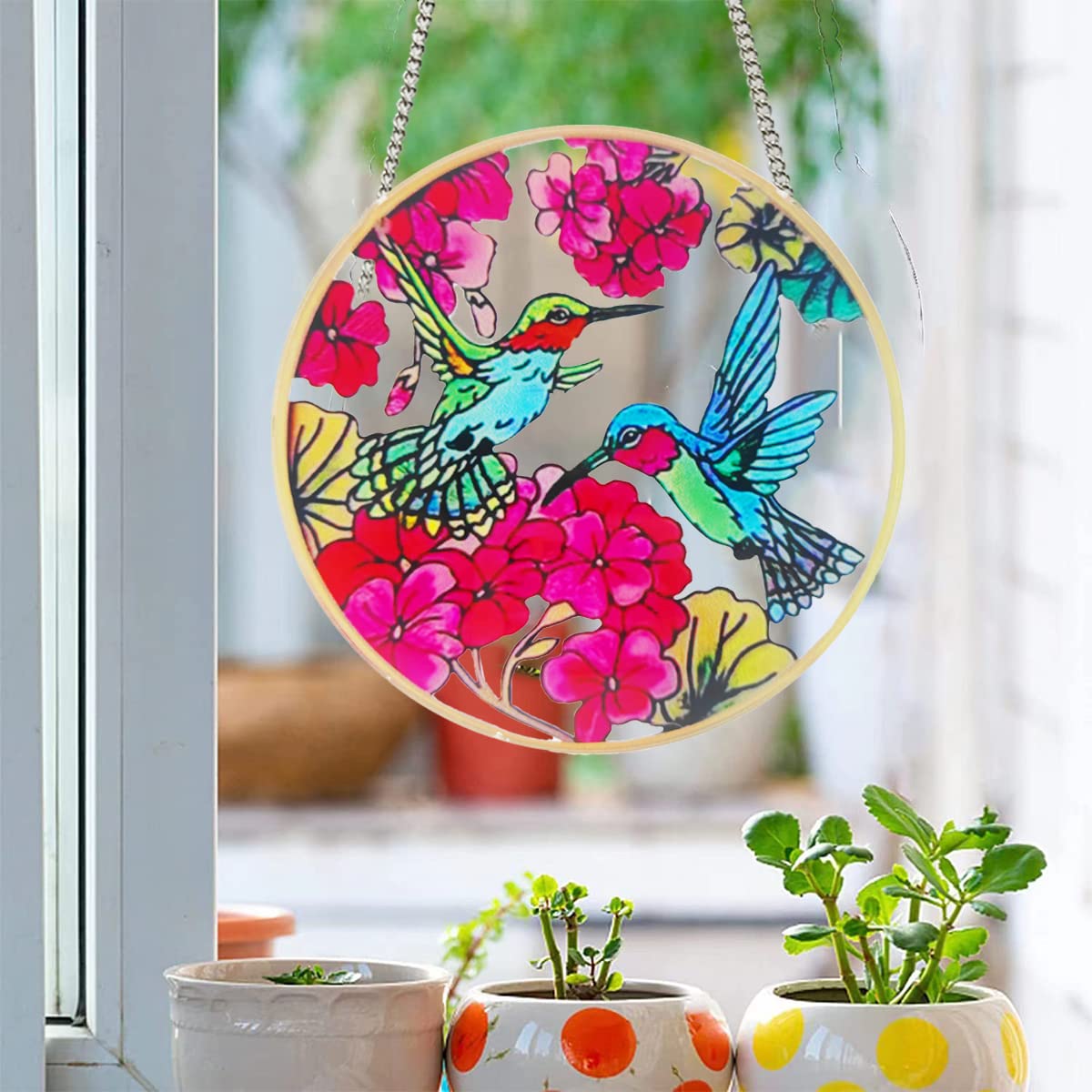 VAIIEYO Kolibri Sonnenfänger Aus Acryl – 7,8 Zoll Fensterdekoration Mit Metallkette | Doppelseitig, Lichtreflektierend