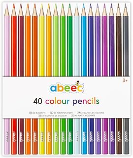 abeec Assorted Colouring Pencils for Kids - Art Colouring Pencils - Colouring Pencils Set - x 40 Assorted Coloured Artist Pencils - Back To School Supplies