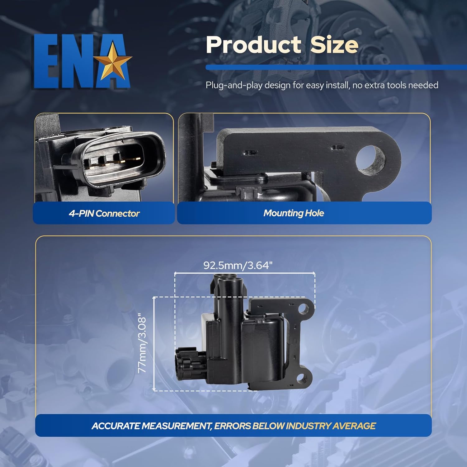 ENA Set of 2 Ignition Coil Pack Compatible with Toyota 1997-2000 4Runner 2.7, 1997-2001 Camry 2.2, 1998-2000 RAV4 Tacoma 2.0 2.7, 1999-2001 Solara 2.2, 1998 T100 2.7 Replaces# UF181 UF180