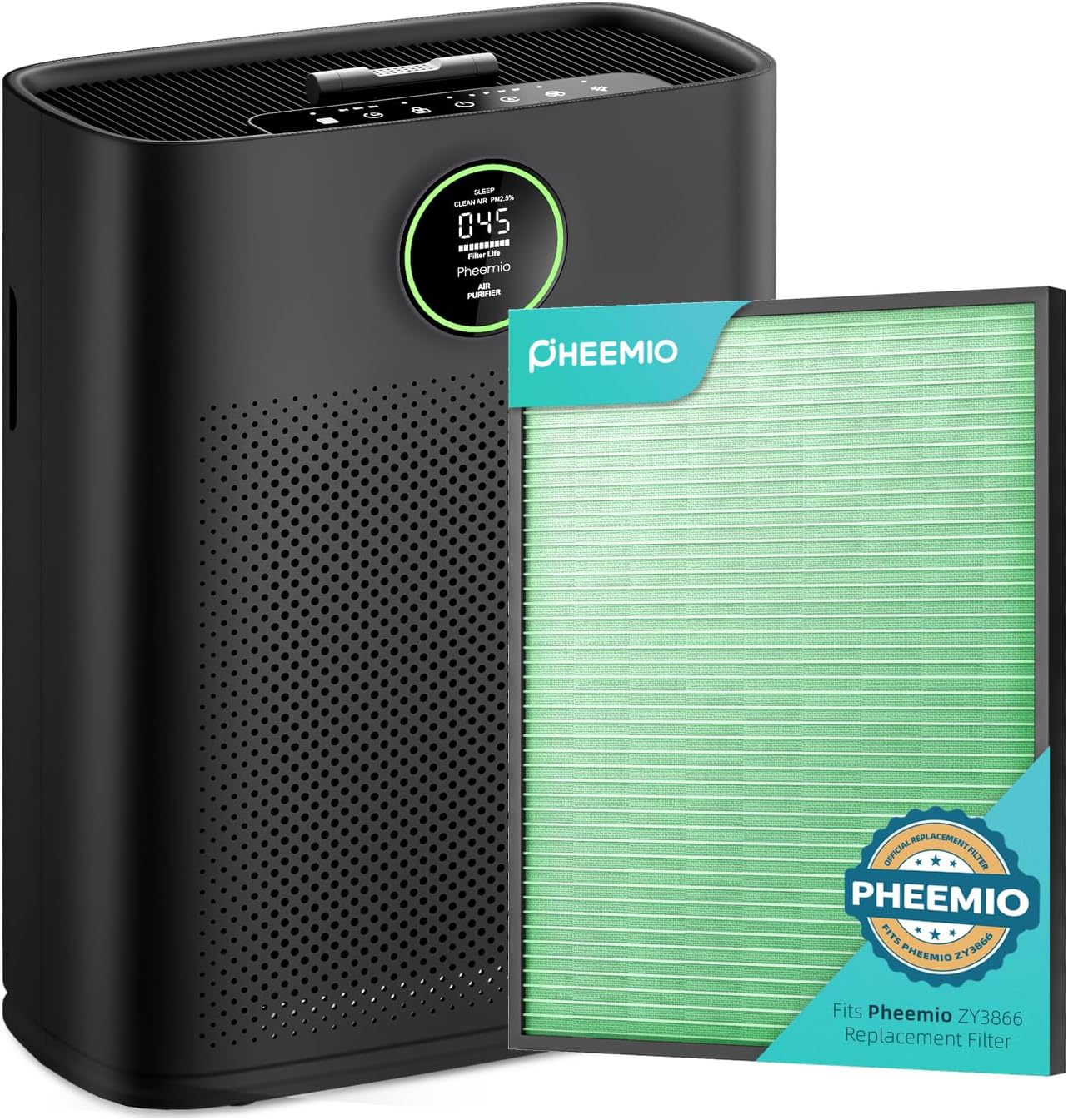 Black Air Purifier Bundle with Toxin Remover Replacement Filter