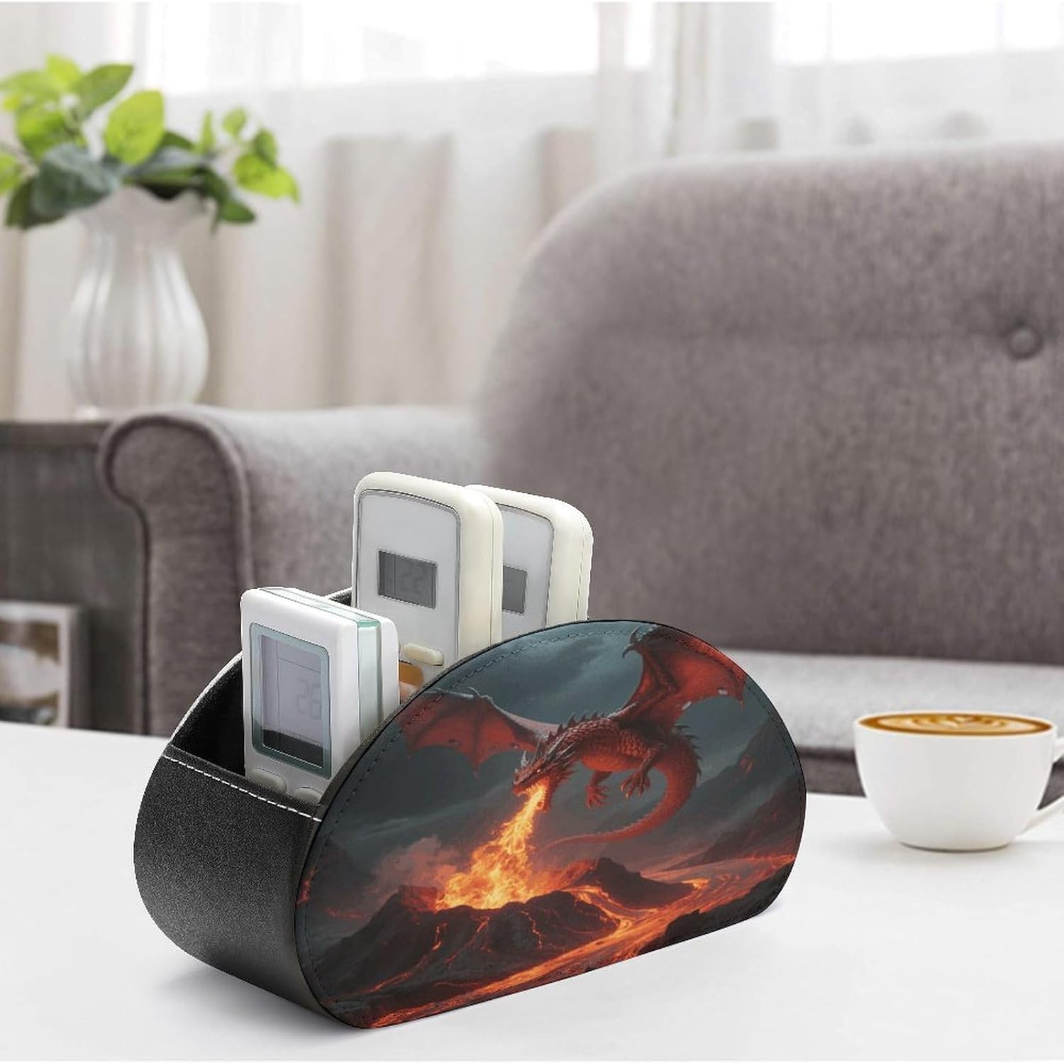 Dragon PU Leather Remote Control Holder with 5 Compartments image 4