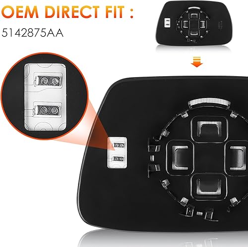 Miniatura 2 de Espejo lateral del conductor de repuesto para Jeep Grand Cherokee 2005 2006 2007 2008 2009 2010 Espejo calefactable lateral izquierdo reemplazo
