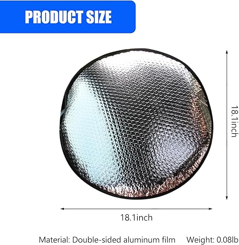 Miniatura 2 de 1 funda de película aluminizada para volante, parasol de tela de poliéster de 18.11 pulgadas, protección solar y escudo térmico, instalación sin