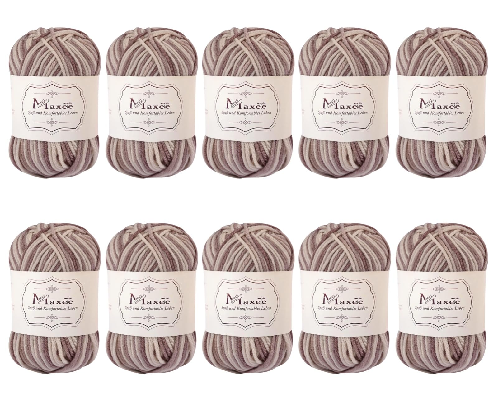 Maxee Handstrickgarn, 50 g Häkelgarn, Bunt Farbverlauf Acrylgarn zum Stricken, Weicher Wolle zum Häkeln, Mehrfarbiges Garn zum Stricken Häkeln und Basteln
