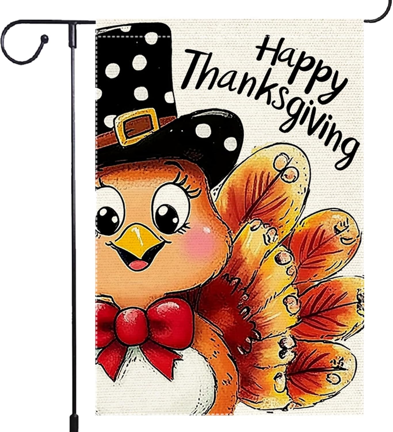 Happy Thanksgiving Garden Flag Double Sided Vertical Burlap Fall Garden Flags Turkey Maple Leaf Autumn Pumpkin Yard Otside Decor 12 x 18 Inch