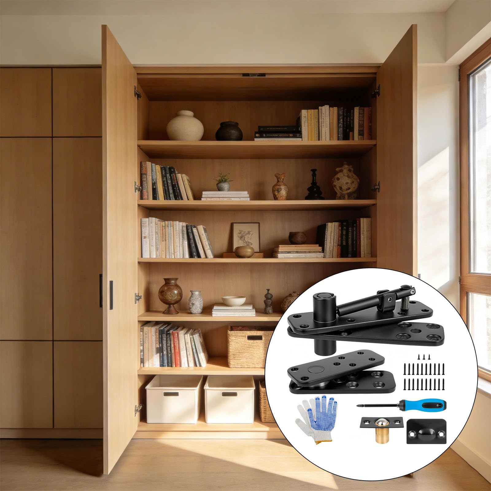 Bisagra de puerta oculta de acero inoxidable de alta calidad, soporta 550 libras de peso para puertas secretas de estanterías, gabinetes, bisagras ocultas