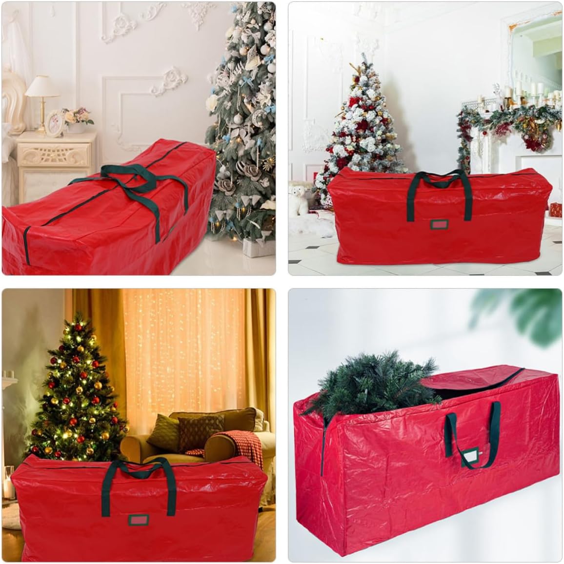 Large Red Xmas Tree Storage Bag with Handles, Waterproof Organizer