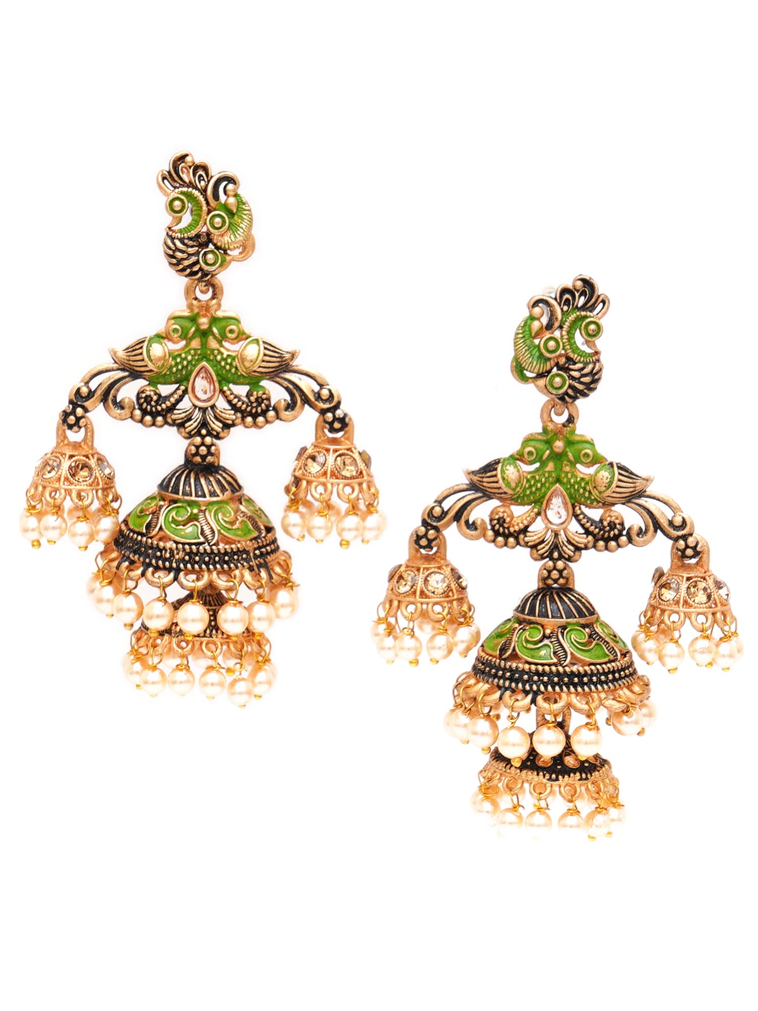 Karatcart Gold Plated Light Green Meena Double Jhumki Earrings for Women (B0BGJJY6L6) Amazon Price History, Amazon Price Tracker