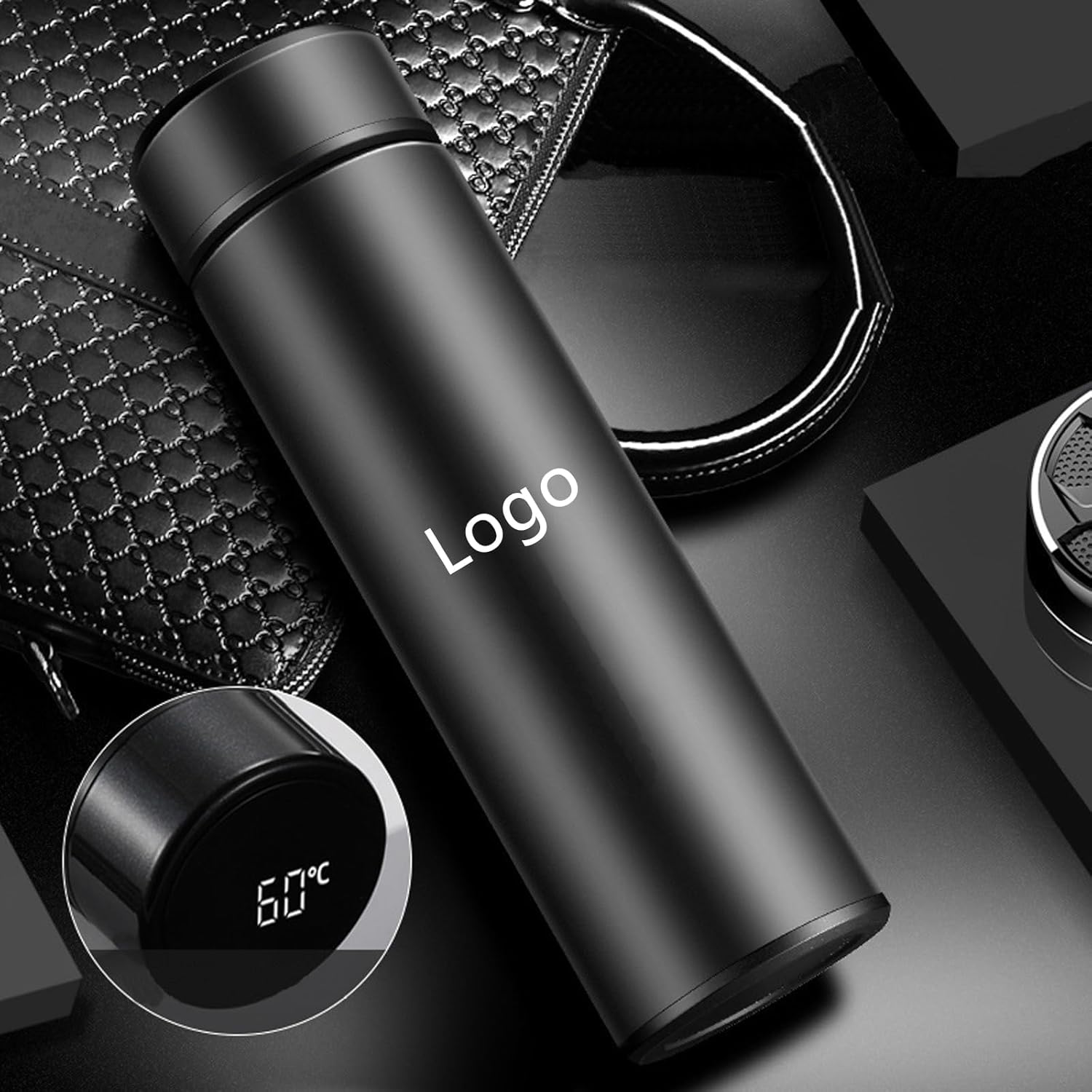 Peugeot用断熱ボトル、ステンレス製水筒、真空断熱、防漏、スポーツ、旅行用ドリンク,Black [並行輸入品]