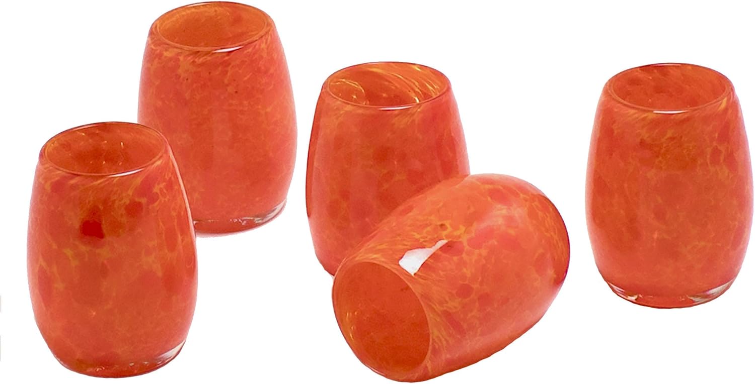 Votive Candle Holder, Tea-Light, Handmade Blown Glass, Accent Vase, Centerpiece, Home Decor, Artist Dehanna Jones, Seattle, WA. (Orange Julius)