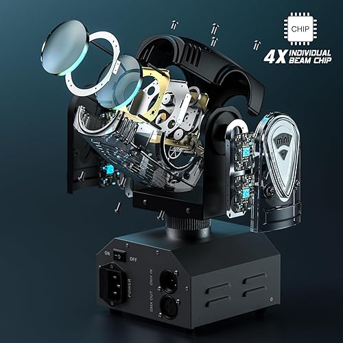 Vista 7 de U`King luz de LED con cabezal móvil, haz de luz RGBW con DMX para iluminación de escenario, fiesta, discoteca, espectáculo de DJ., Negro