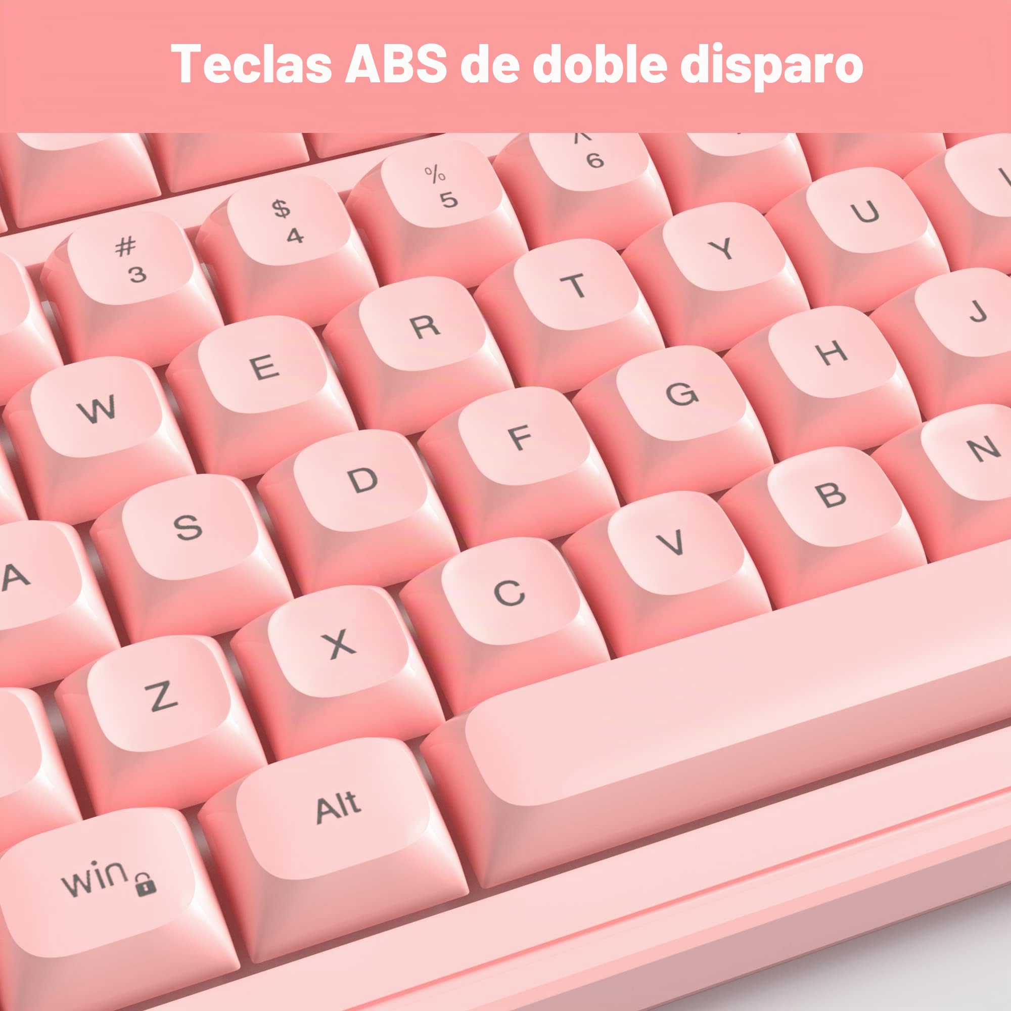 MageGee GK980 - Combo de teclado y mouse rosa cremoso, teclado retroiluminado RGB con cable para juegos, mouse de sensibilidad ajustable para PC/loptop/Mac