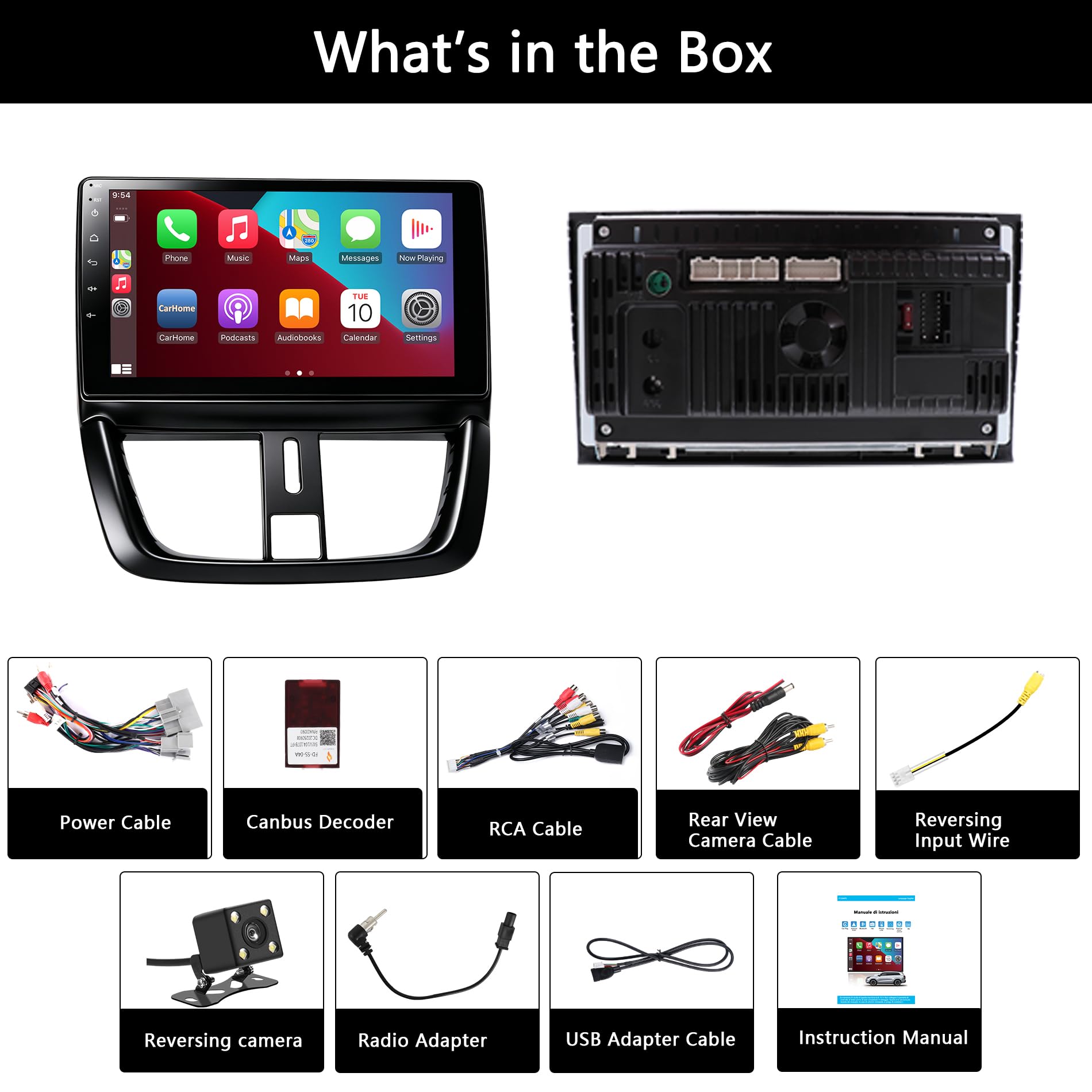 Autoradio Carplay Peugeot 207 2006-2015 Wireless Carplay Android Auto 9" Écran Tactile avec Navigation GPS/caméra de recul/Bluetooth/WiFi/Miror Link/MIC/FM/SWC