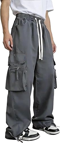 AIFARLD Men Baggy Parachute Pants Cargo Pants for Men Hip Hop Casual Drawstring 