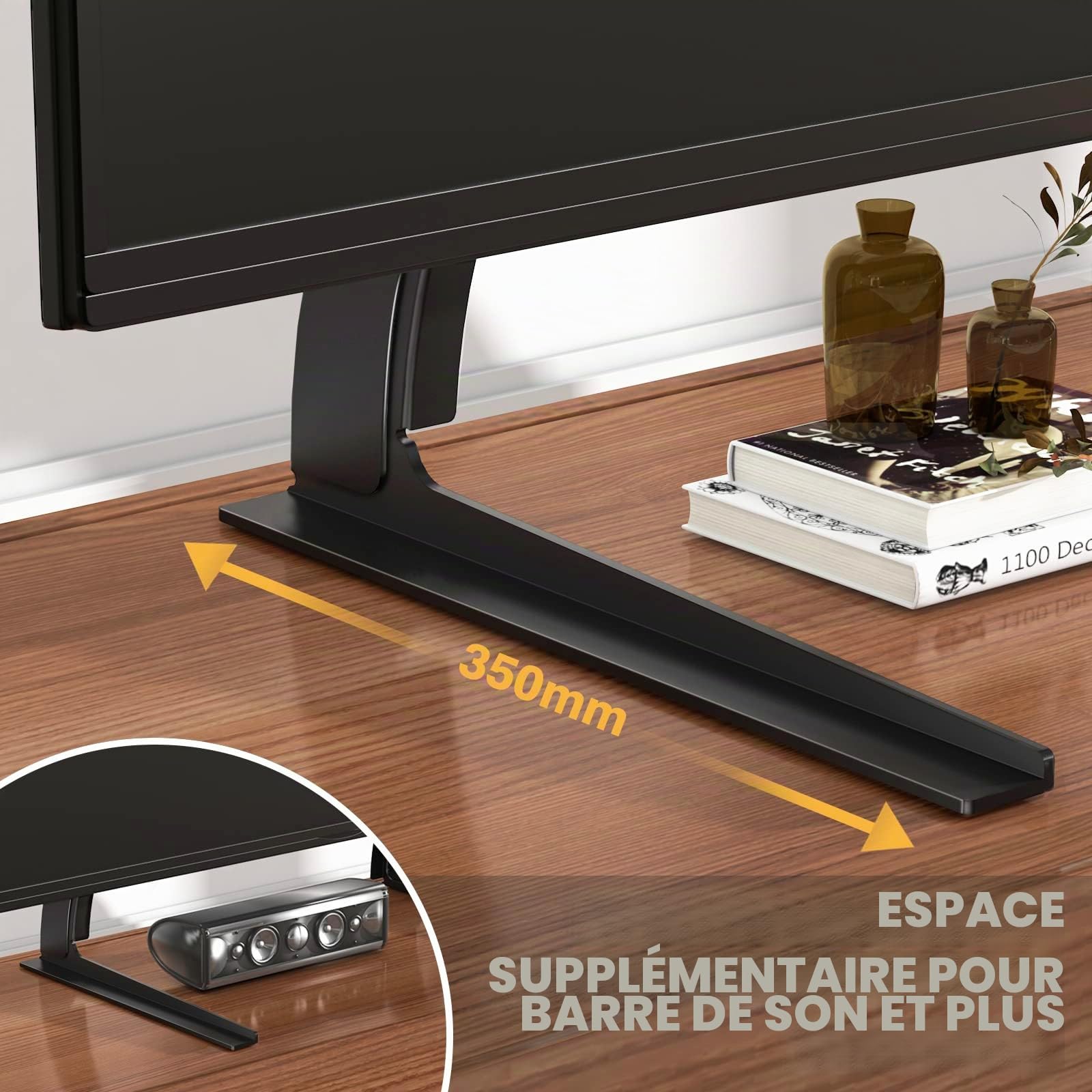RFIVER Pied TV Universel sur Table Support TV Piédestal pour Téléviseurs à Ecran Plat 32"- 55" Réglage de la Hauteur VESA jusqu'à 800 x 400 mm Capacité de 40 kgs