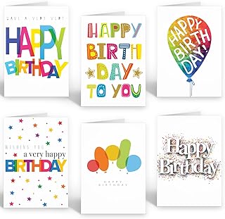 Ruby Ashley 30 Pack Colourful Birthday Cards - Multipack Happy Birthday Cards With Envelopes Box set For Adults and Kids - Set 6