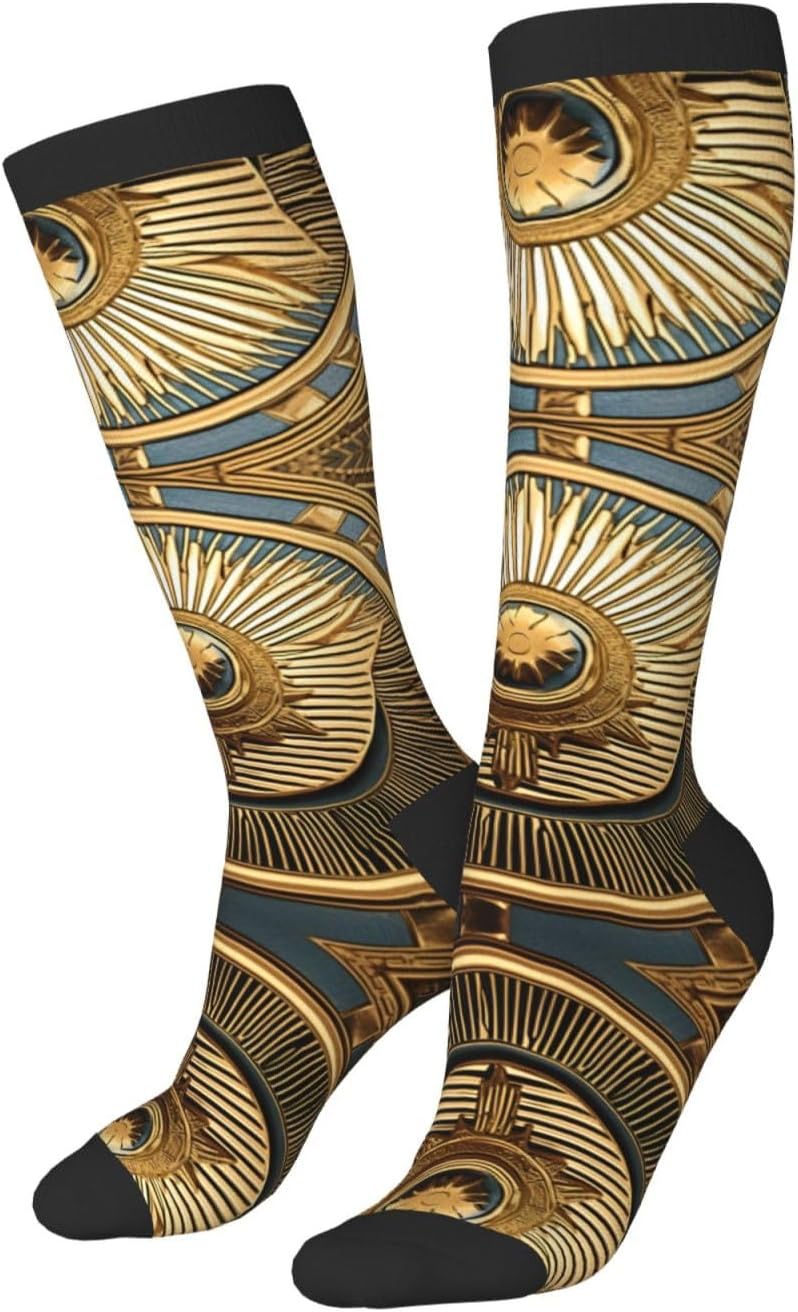 Palm Tree Rocky Shore Print Breathable Crew Neck Athletic High Socks,Suitable For Sports,Running,And Travel.