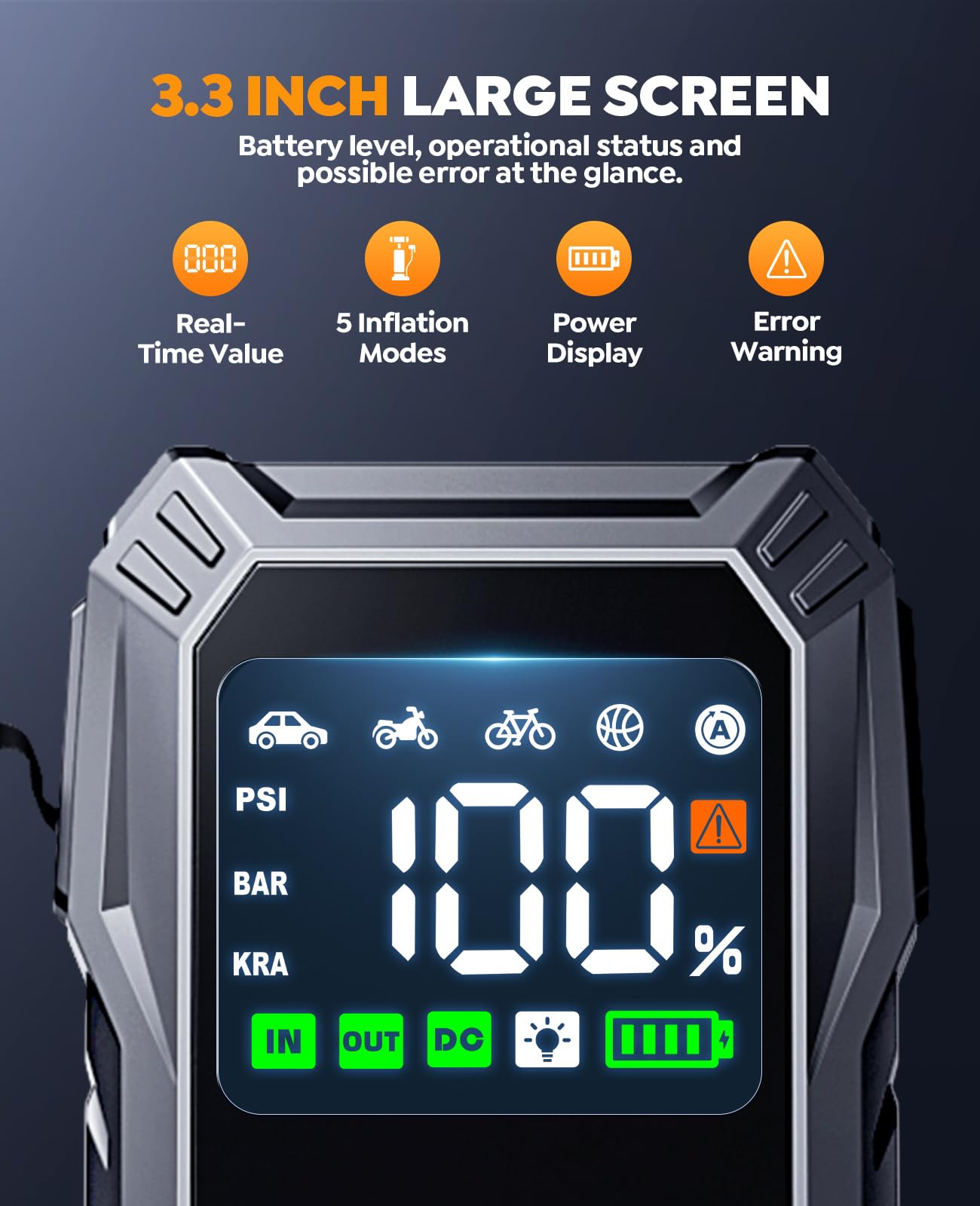 YaberAuto 9-in-1 Jump Starter with Air Compressor 5500A 150PSI Portable Car Battery Jump Starter (All Gas/10L Diesel), Jump Box Car Battery Jumper Starter Portable Jumper Cables, 150W DC, Lights