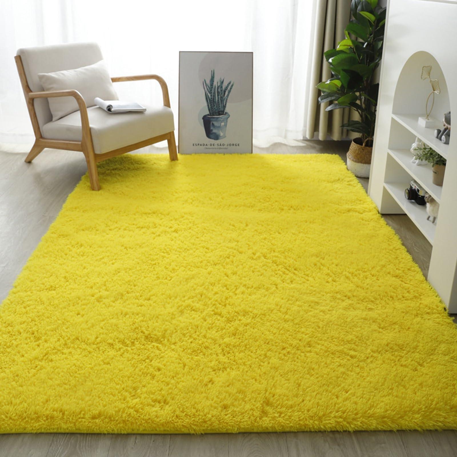 Tapis de salon anti-décoloration UV 160x290 cm grand tapis doux or pour sol