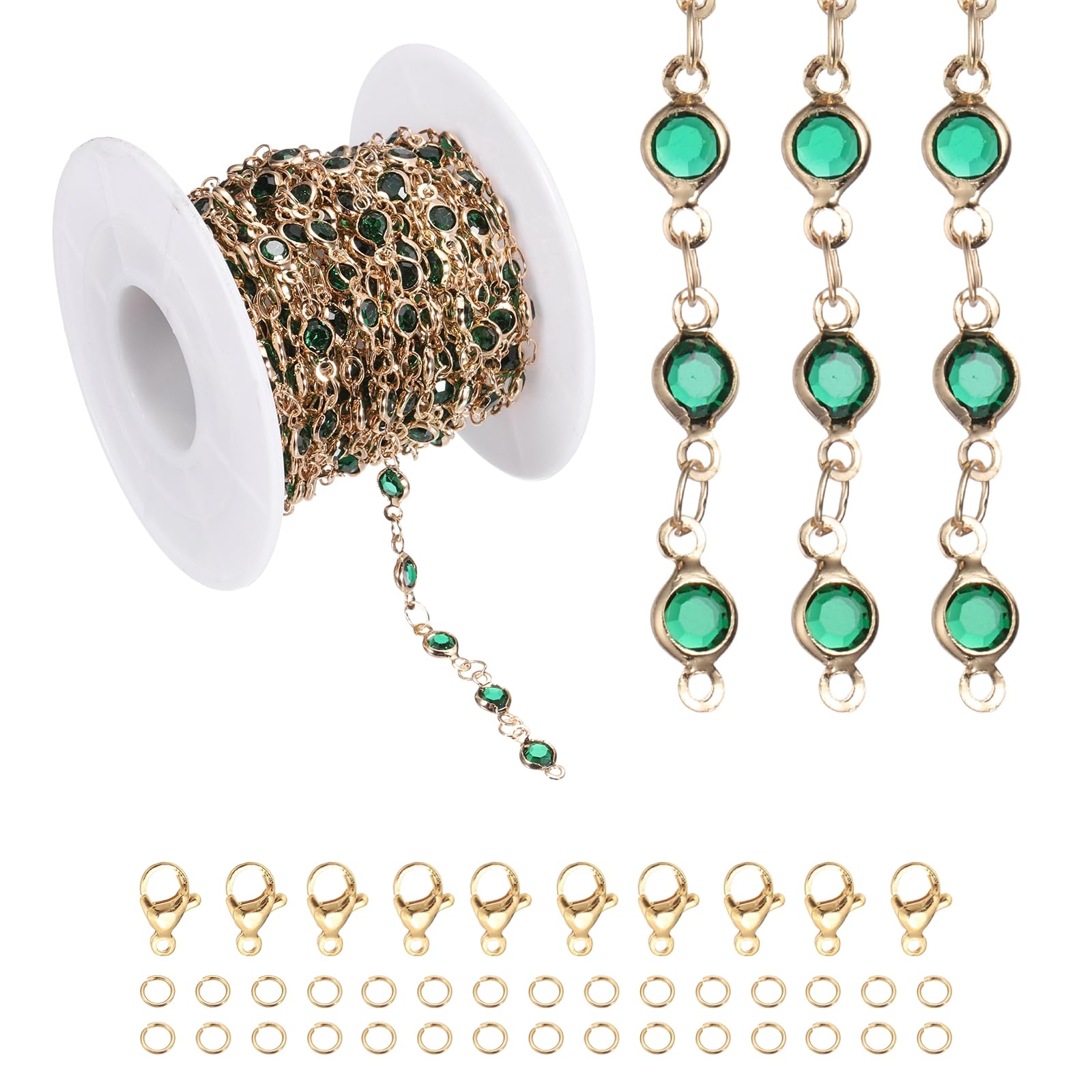 Chaîne en strass anti-nœud avec anneaux ouverts pour réussir tous vos bijoux DIY