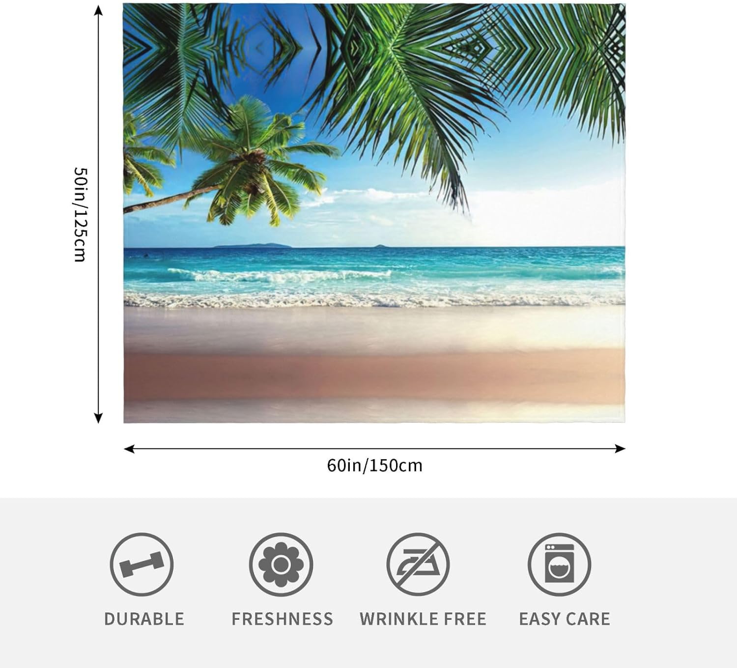 Tropical Palm Tree Hawaii Beach Print Cozy Soft Blankets Warm 50x60 in Lightweight Blanket for Camping Travel