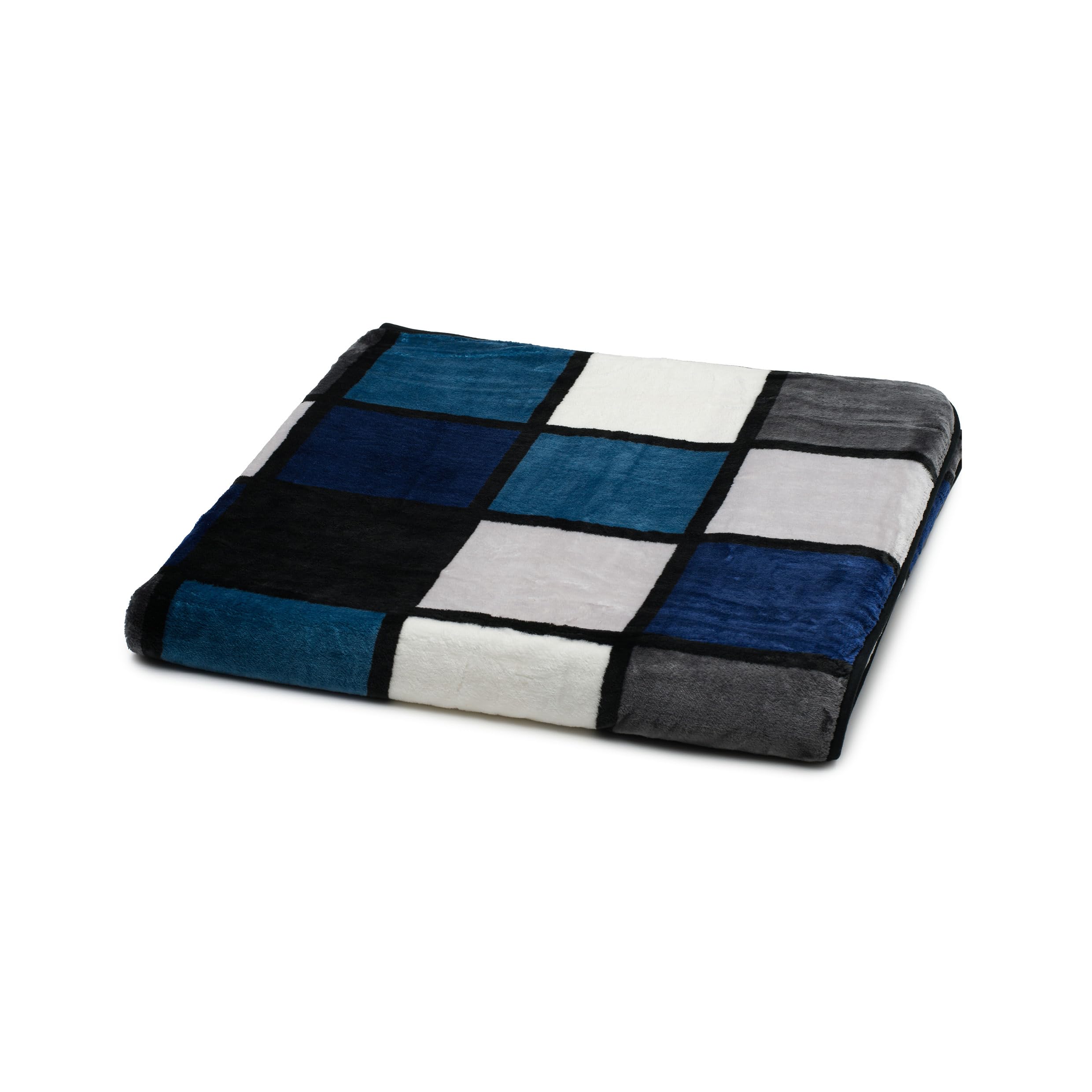 Gözze - Weiche Kuscheldecke, Cashmere Feeling, Hohes Stoffgewicht 500 g/m², Antigua, 150 x 200 cm - Blau/Silber/Weiß