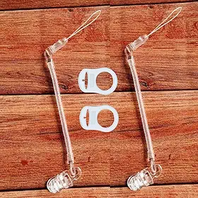 02 Prendedores De Chupeta Mola (Transparente) + 02 Adaptadores de Chupeta Universal