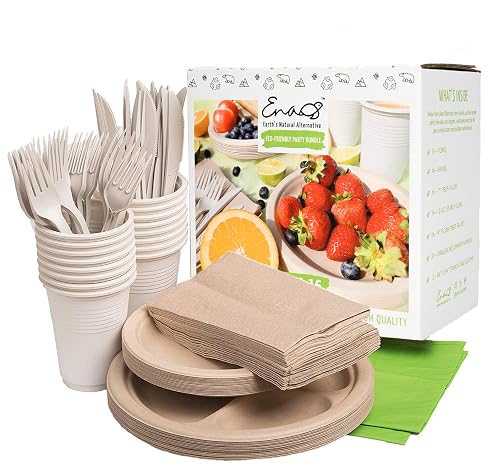 Eco-friendly Camping Supplies [16 Dinnerware Set] for Picnic Basket &