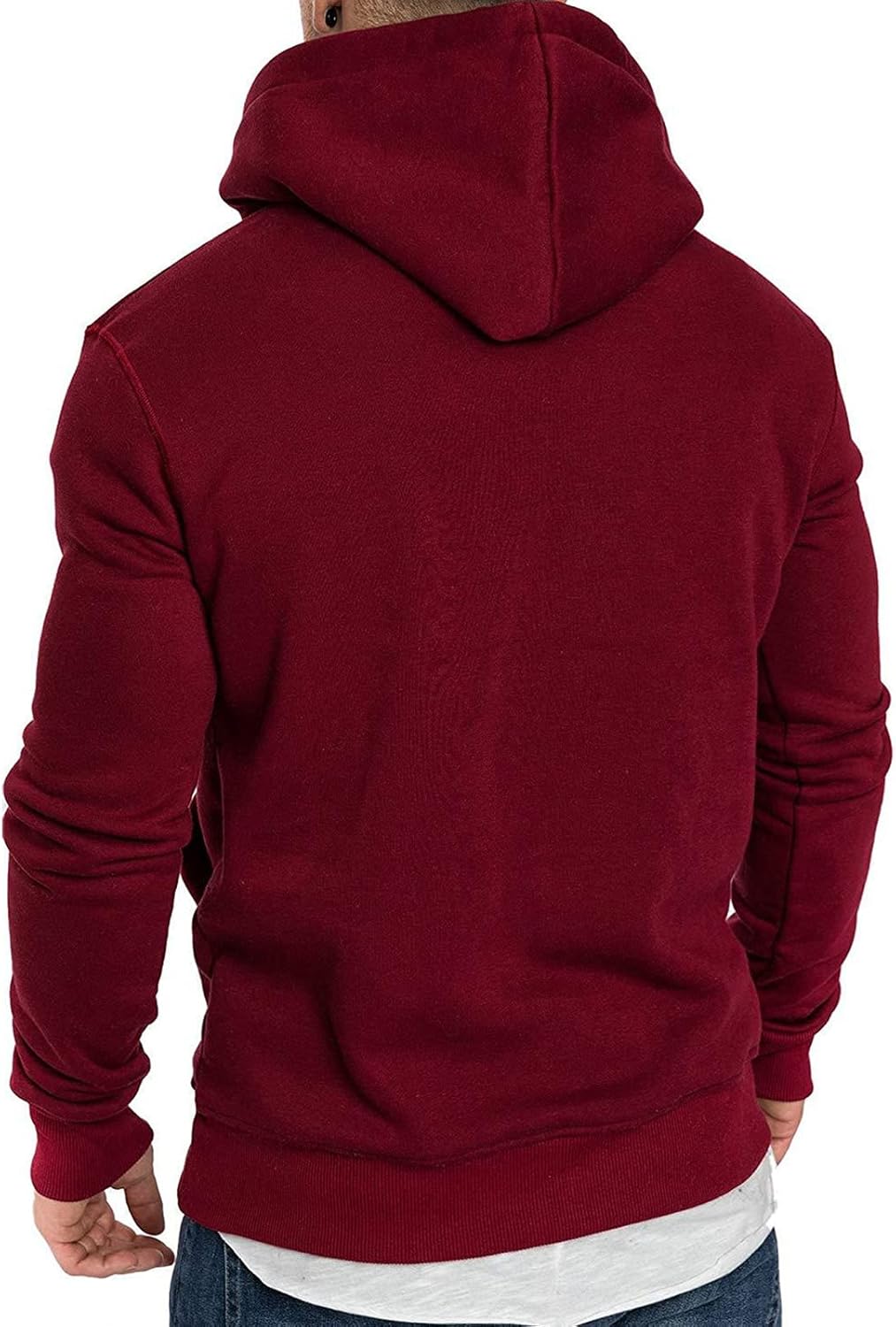 Men's Solid Color Sport Fleece Hoodie Casual Long Sleeve Henley Sweatshirt Slim Hooded Pullover With Kanga Pocket : Sports & Outdoors