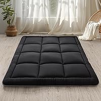 WhatsBedding 3" Shredded Memory Foam Japanese Futon Mattress Full Size 54x80 Black Tatami Mat - Foldable Portable Floor Bed for Camping & Home