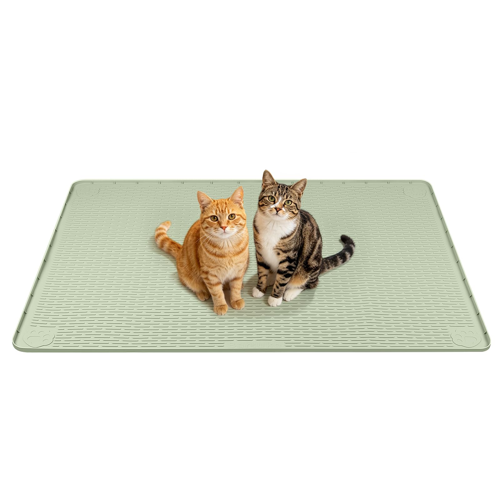 Bartuke Silicone Cat Bed Mat, Pet Sleeping Mat, Crate Mat for Cat Cages, Kitty Mat with Raised Edge, Washable, Waterproof, Leakproof, Protect Floors (Green, 34''x22'') — image 1