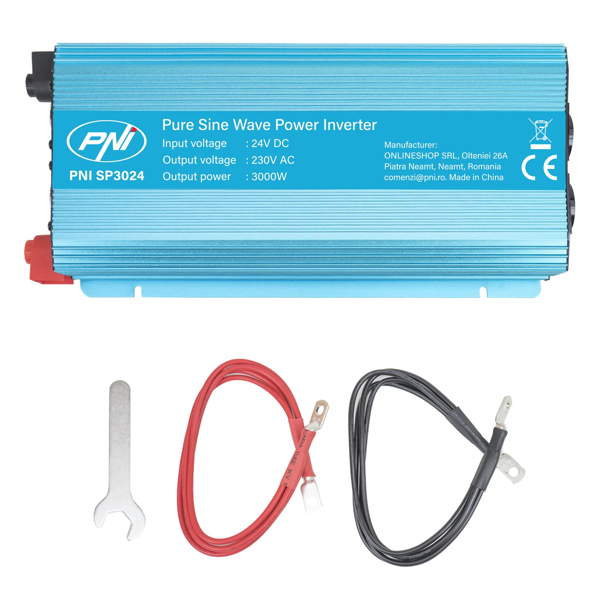 Inversor de tensión PNI SP3024 24V Fuente de alimentación 230V Salida 3000W Onda sinusoidal Pura