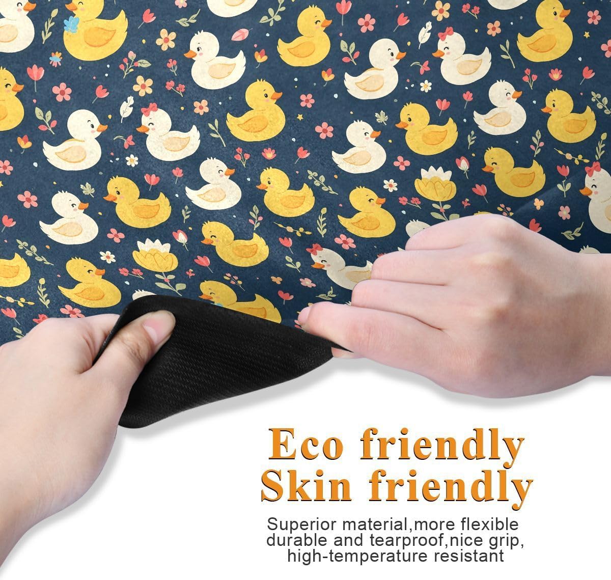 ALAZA Duck Flower Pattern Yoga Mat Non Slip Fitness Exercise Mat, Workout Mat for Yoga, Pilates and Floor Exercises