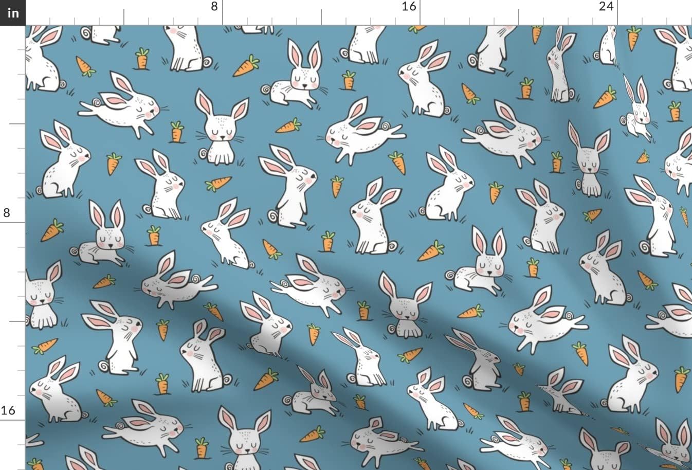 Spoonflower Fabric - Bunnies Rabbits Dark Blue Bunny Rabbit Spring Fun Hare Printed on Minky Fabric by The Yard - Sewing Baby Blankets Quilt Backing Plush