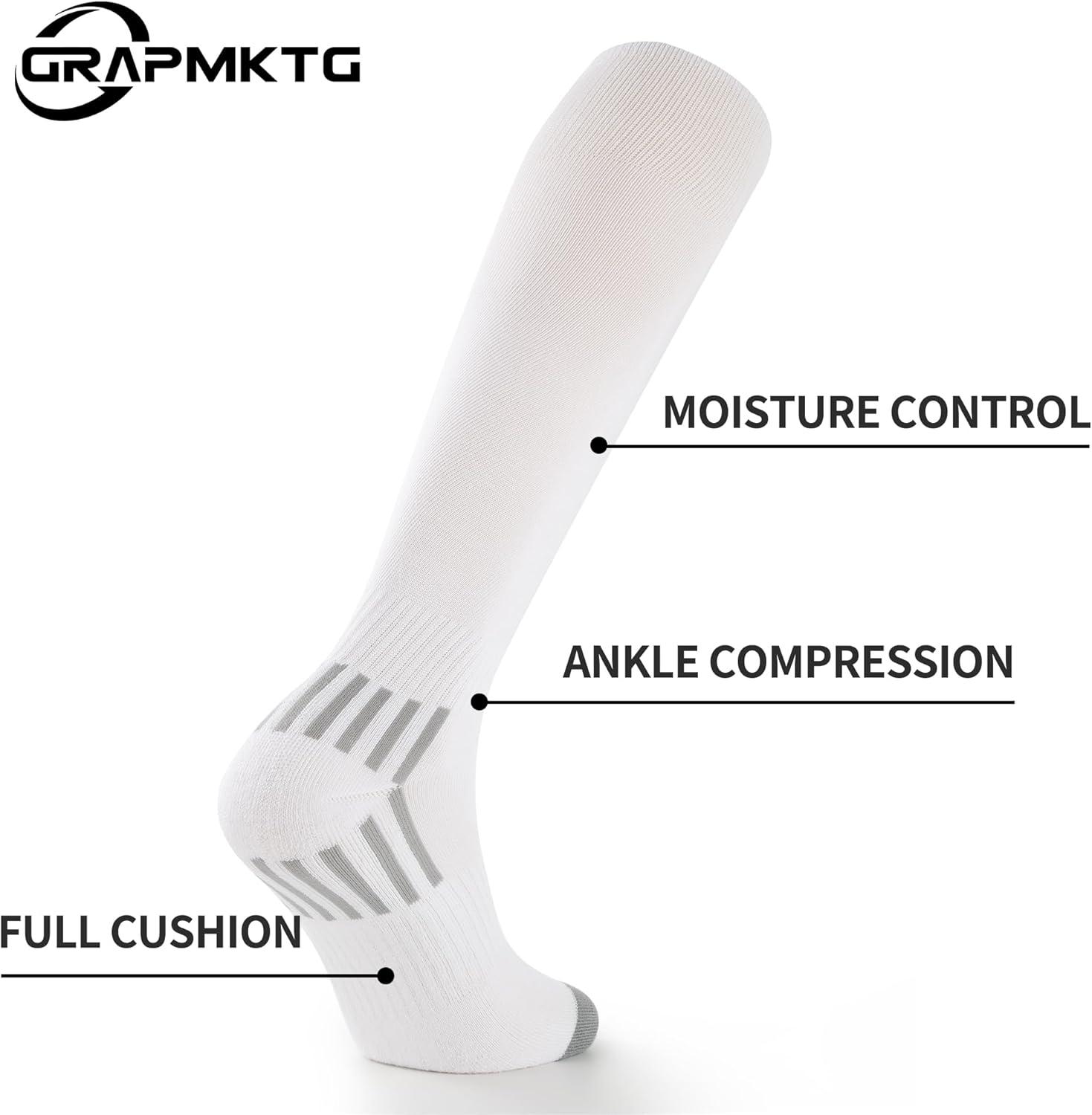 GRAPMKTG 3 Pack Soccer Baseball Softball Socks for Youth Women and Men Knee High Football Socks for Boys Girls - Image 5