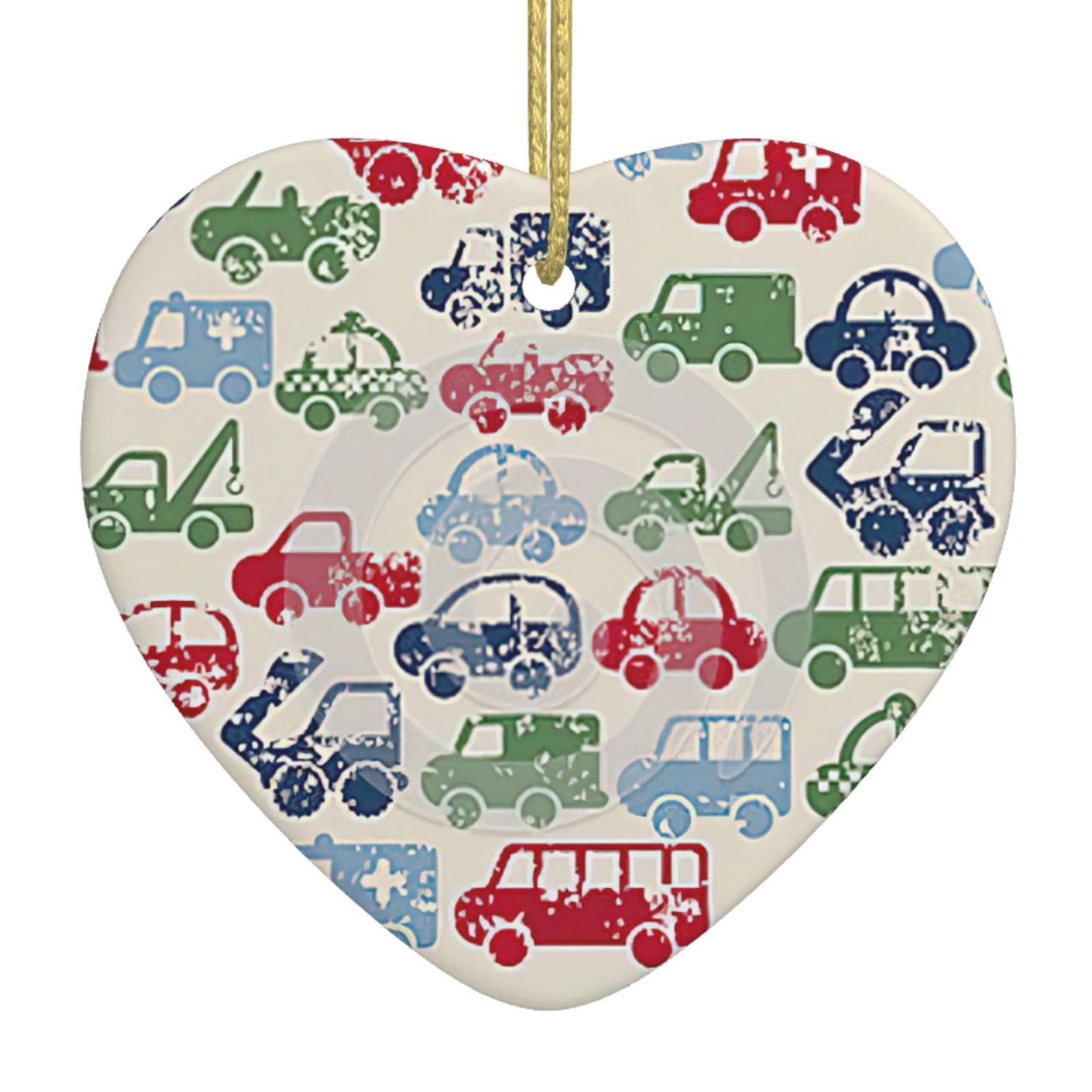 Nbtghga White Car. Print Christmas Ornaments, Ceramic Hanging Ornament, Xmas Tree Decoration, Holiday Home Decor
