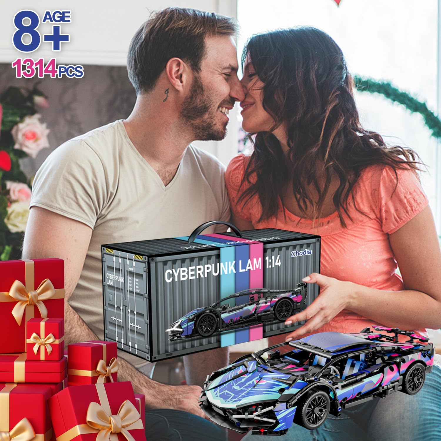 Chodia Sport Race Car Building Block Sets for Adults Boys,Remote Control APP Supercar Toys Kits with LED Lights 1:14 Collectible MOC Contruction Birthday Gift for Teens Age 8-12 12-16,14 14+(1314 PCS)