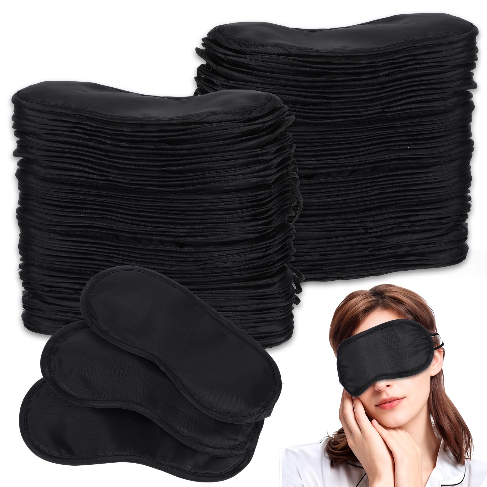 100 Pcs Eye Masks Blindfolds for Party Games Sleep Masks Blind Folds for Game Eye Covers with Nose Pad and Adjustable Strap Eye Shade Cover for Adult Women Men Kids Travel Party Supplies (Black)