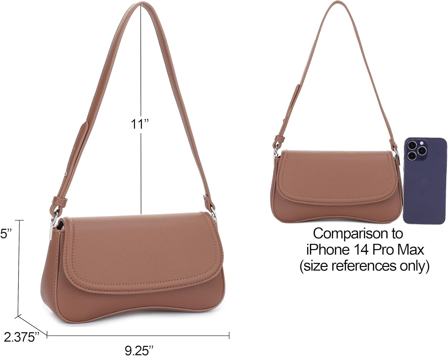 EVVE Small Shoulder Bag for women Trendy Underarm Purse with Adjustable Strap - Image 3