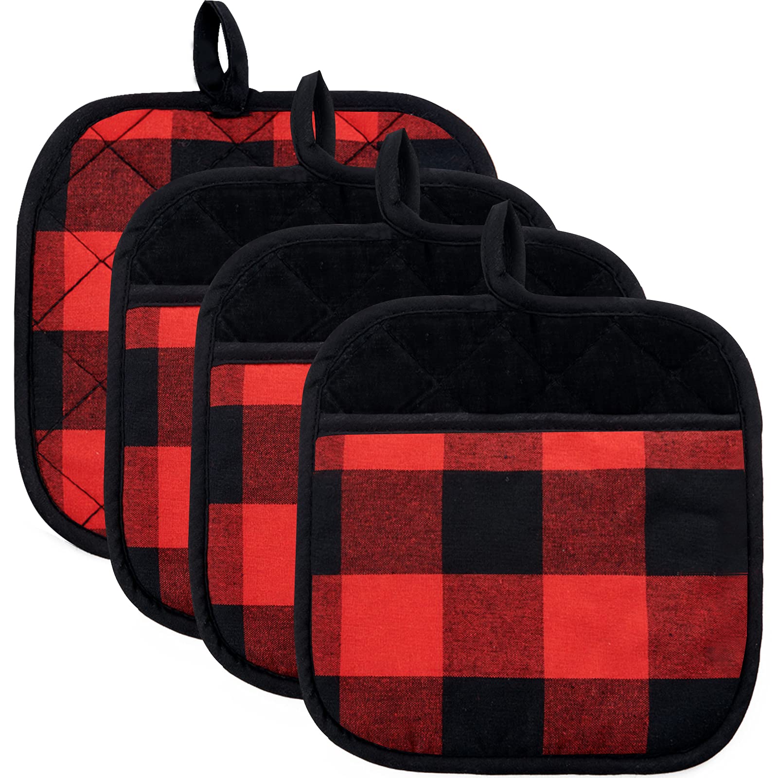Pot Holders Buffalo Plaid Cotton Heat Resistant Potholder, Pot Holder, Hot Pads, Trivet for Cooking and Baking