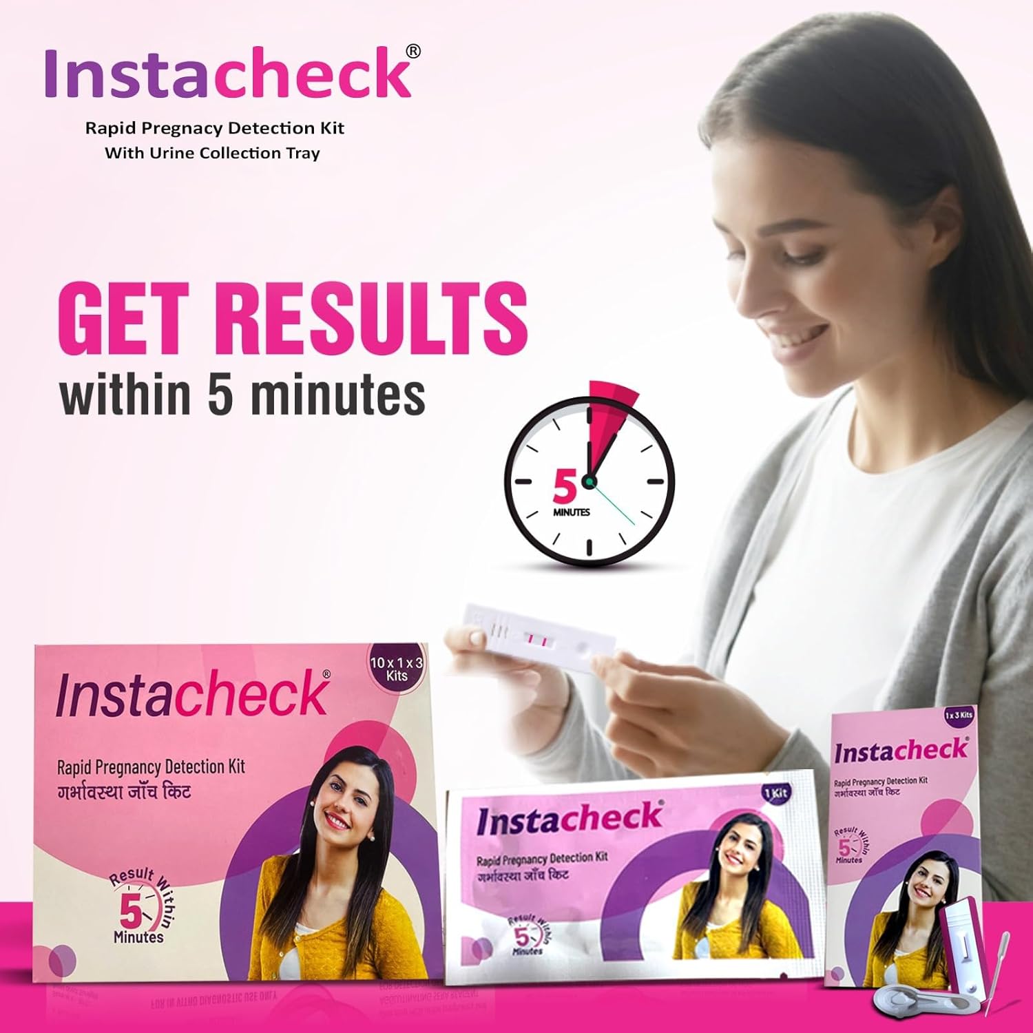 Instacheck Hcg Pregnancy Test Kit One Step Urinary HCG Pregnancy Testing Kit device 99% accurate results in 5 minutes, easy to use for home test (pack of 3) kit Instacheck Hcg Pregnancy Test Kit One Step Urinary HCG Pregnancy Testing Kit device 99% accurate results in 5 minutes, easy to use for home test (pack of 3) kit